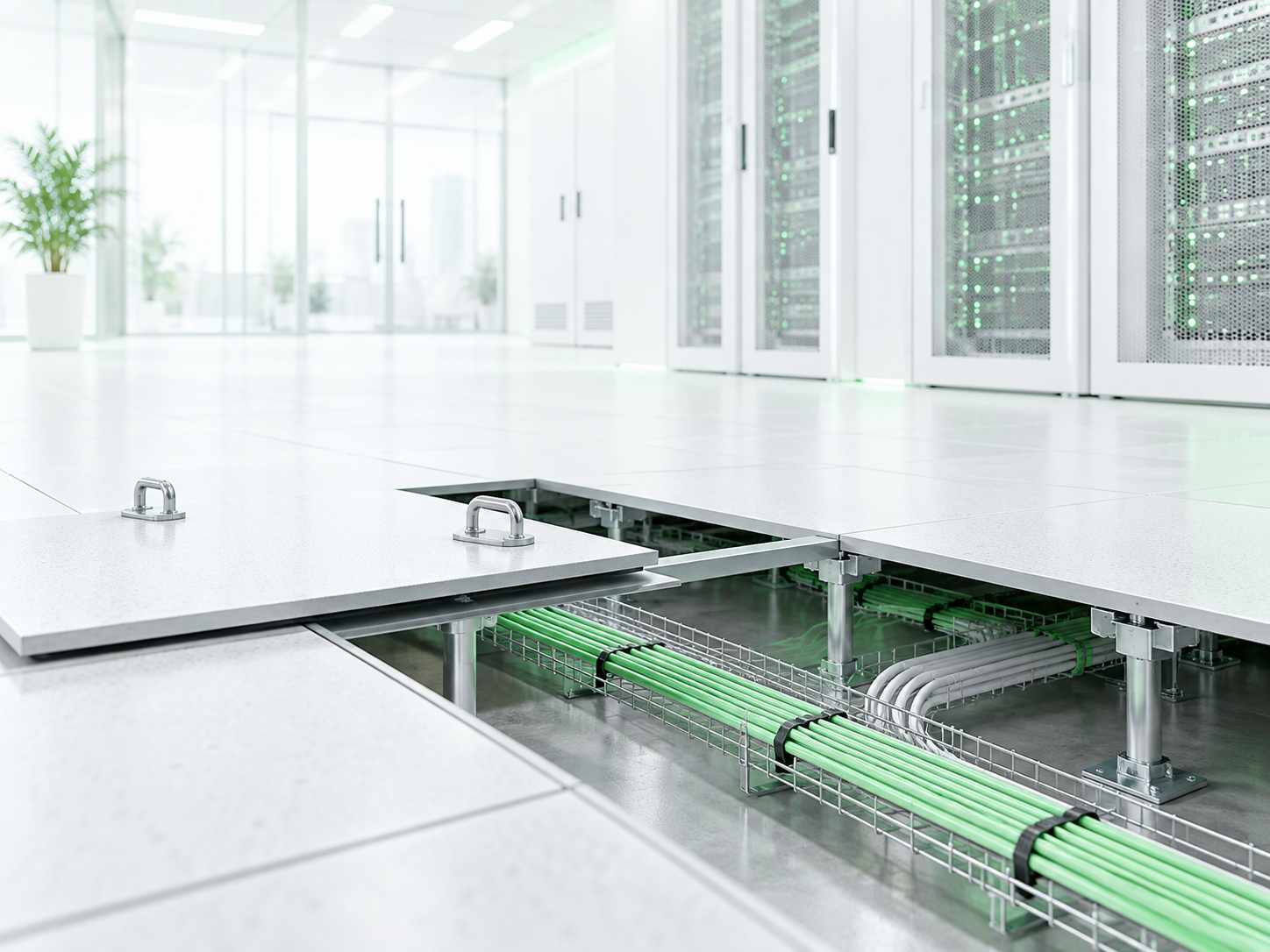 Raised access flooring for data centre and server room